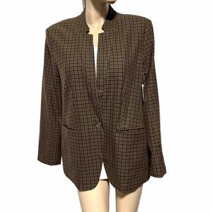 Old Navy Womens Blazer Size XL Jacket Inverted Notch Collar Brown Houndstooth
